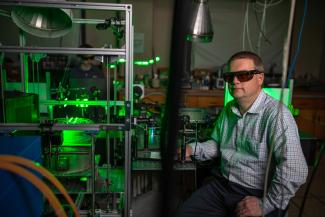 Mike Renfro in Laser lab